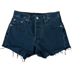 Levi’s 501 Denim Cutoff Shorts Womens Faded Black Button Fly Raw Hem Size W25